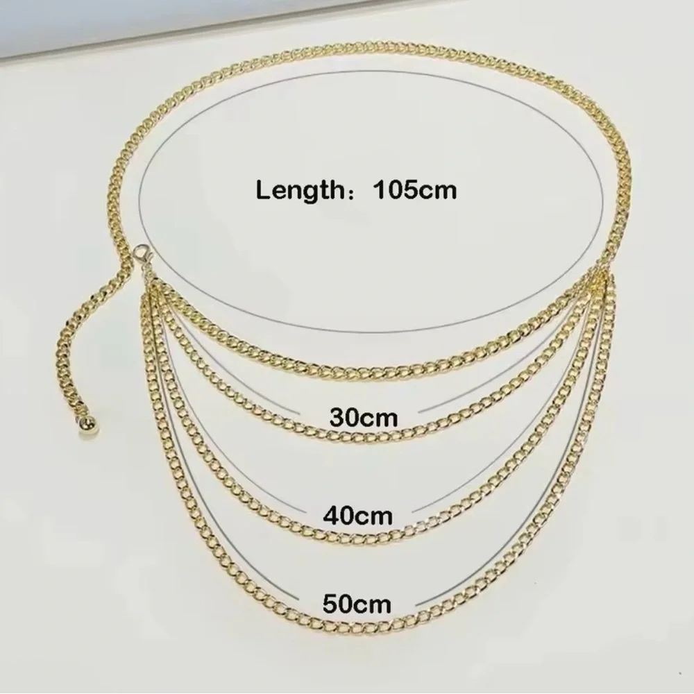 Silver Multi-Layer Chain Waist Belt - Women Accessories